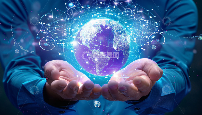 高清大图下载【趣麦麦图】双手托举着科技感地球画面