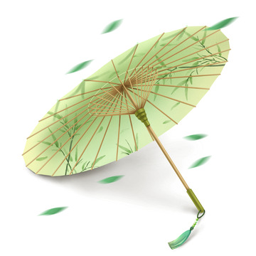 古风绿竹手绘油纸伞