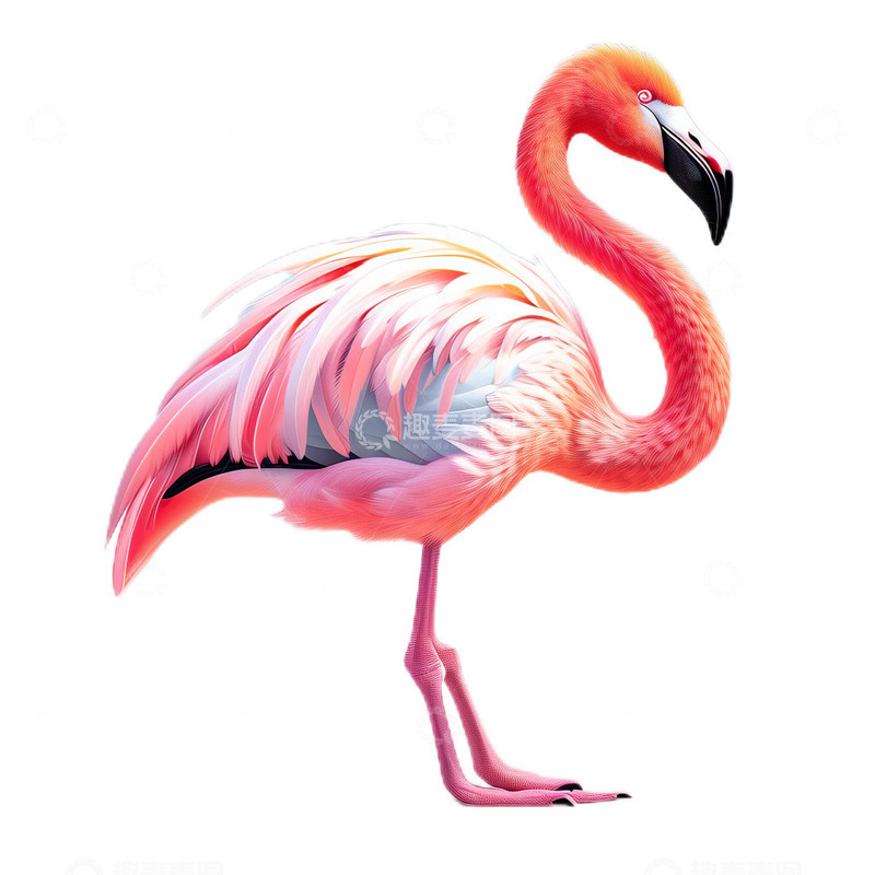 高清大图下载【趣麦麦图】3D立体卡通可爱火烈鸟北欧鸟类