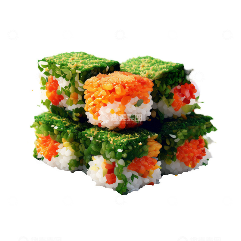 高清大图下载【趣麦麦图】3D立体真实海苔寿司新鲜美味