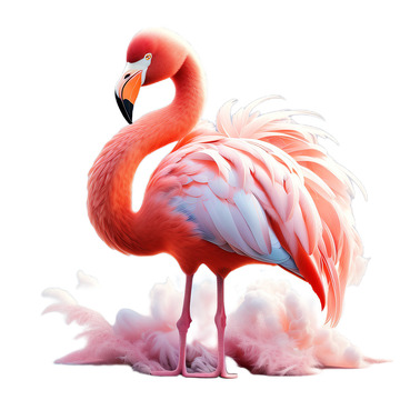 3D立体卡通可爱火烈鸟北欧爱情