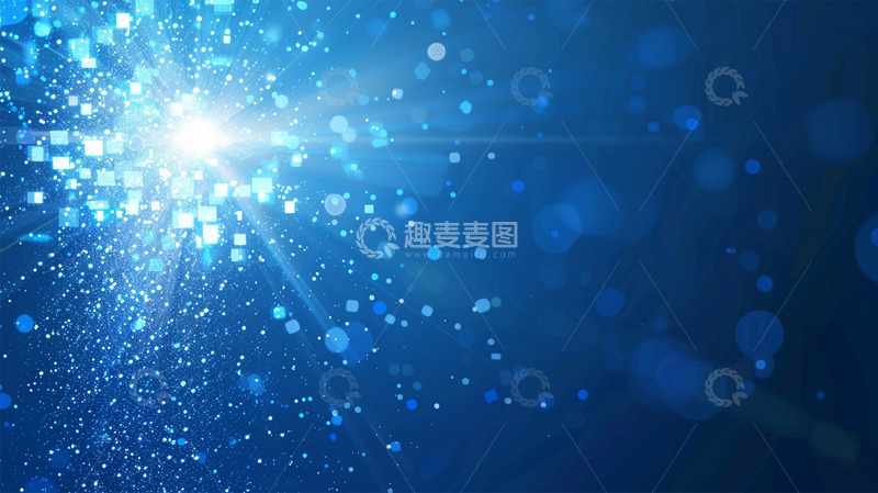 高清大图下载【趣麦麦图】蓝色光效光线光点科技商务背景