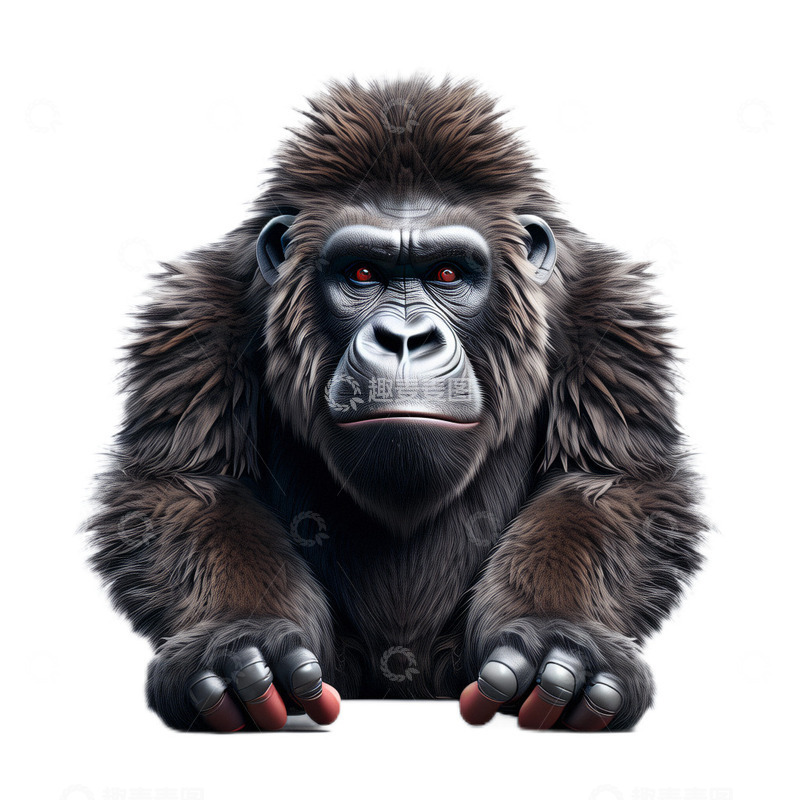 高清大图下载【趣麦麦图】3D立体真实黑猩猩动物凶猛