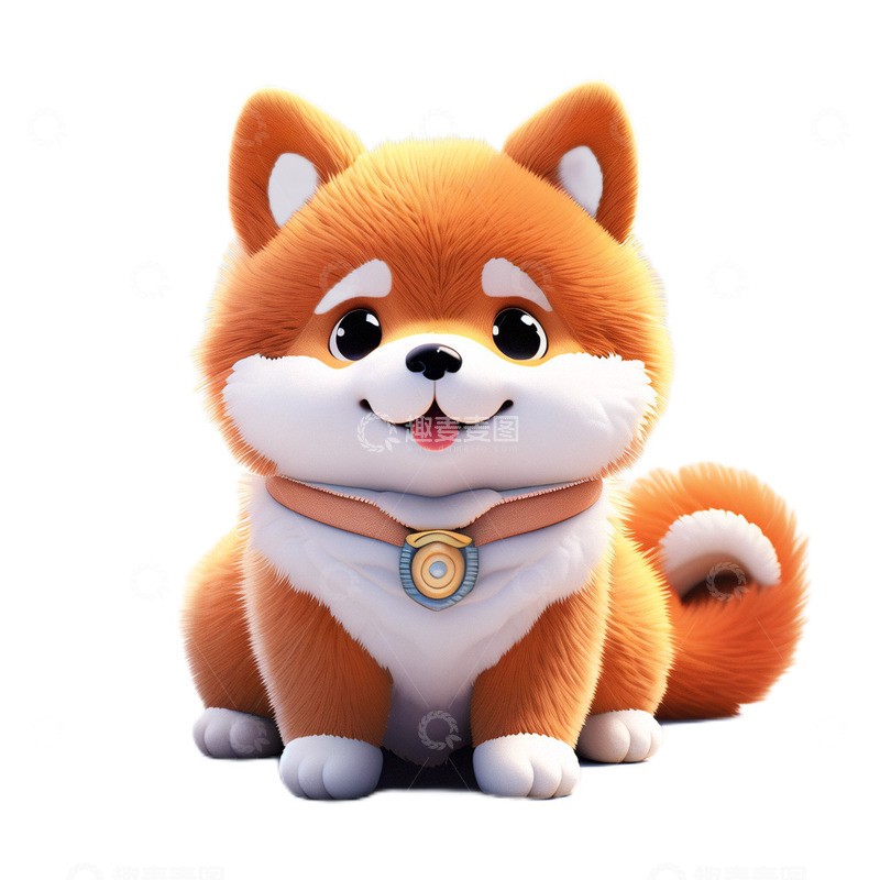 高清大图下载【趣麦麦图】3D立体卡通柴犬狗子可爱毛绒绒