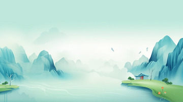 中国风远山山水画背景