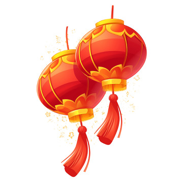 红色中国灯笼卡通素材