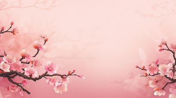 古风粉色手绘桃花树枝插画背景