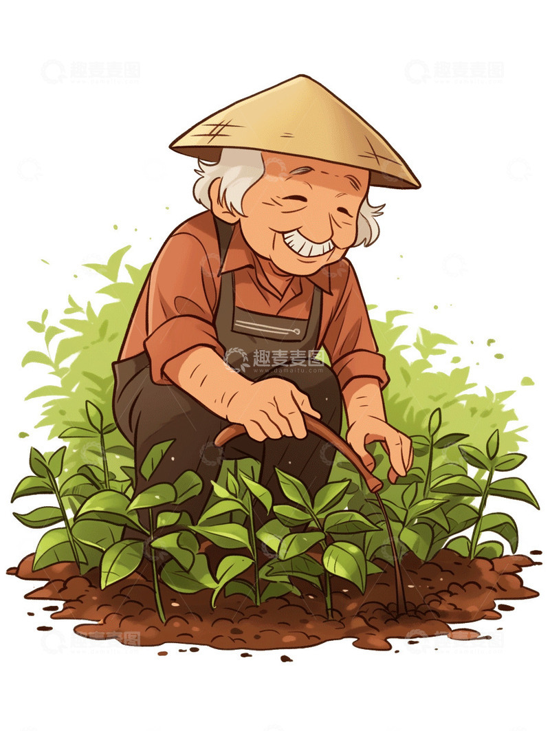 高清大图下载【趣麦麦图】老奶奶在种植