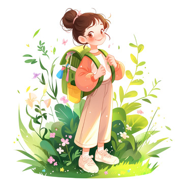 户外郊游卡通人物素材