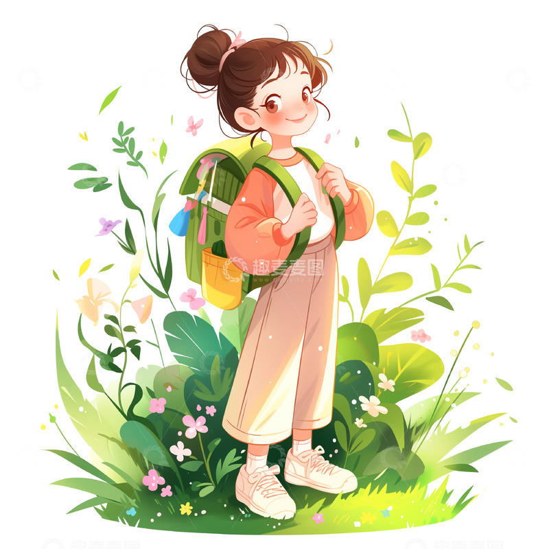 户外郊游卡通人物素材
