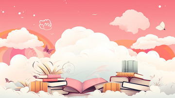 卡通手绘书本插画粉色背景
