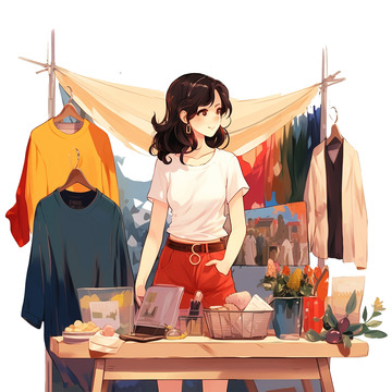 购物节服装销售插画形象