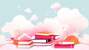 卡通可爱手绘书本展板