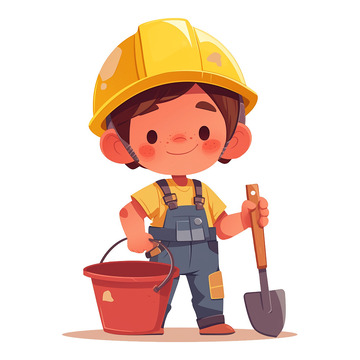 劳动节男童劳作场景