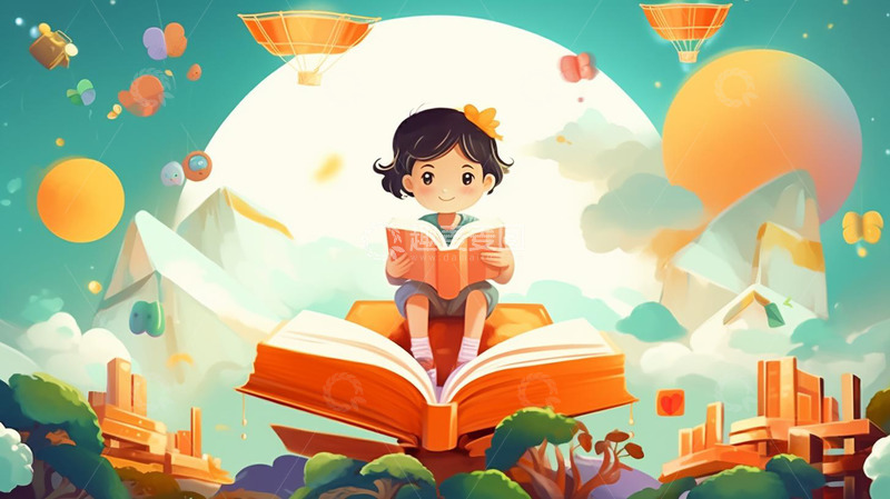 高清大图下载【趣麦麦图】手绘可爱少女阅读插画