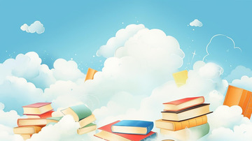 阅读日书本书堆插画