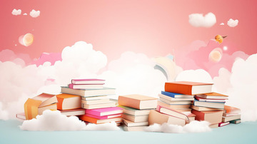 粉色手绘书本背景