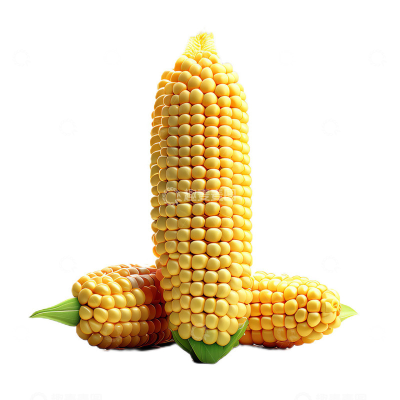 高清大图下载【趣麦麦图】3D立体卡通玉米农作物食物成熟