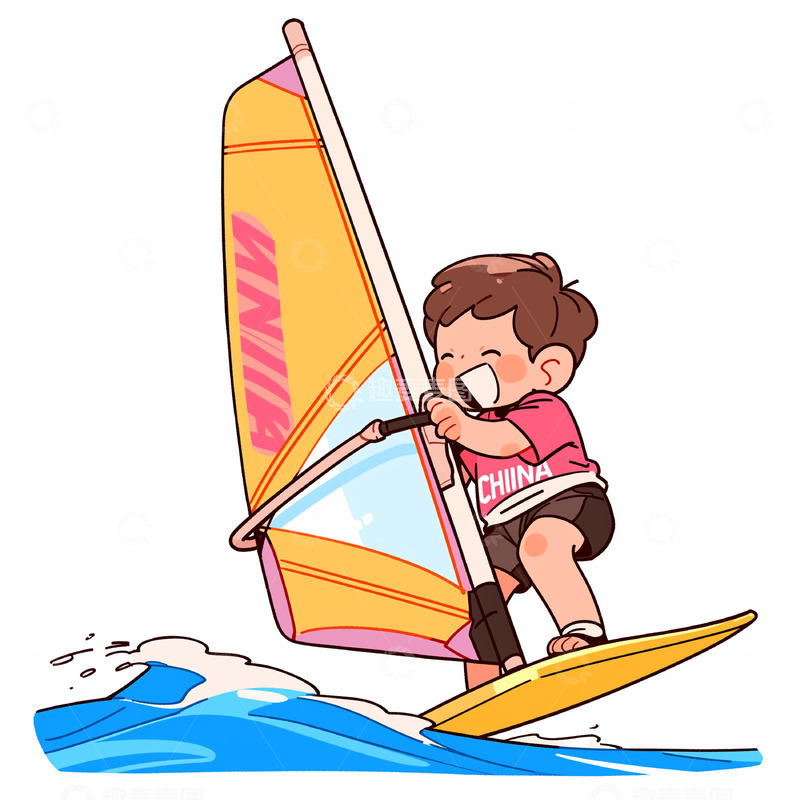 高清大图下载【趣麦麦图】-卡通风格帆船运动素材