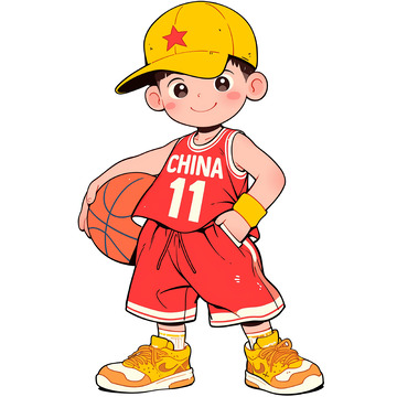 可爱卡通打篮球人物素材
