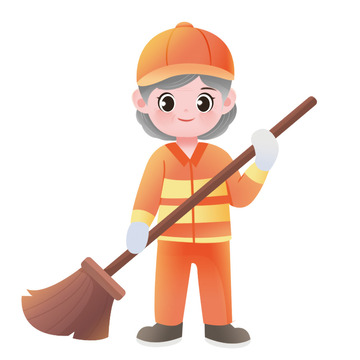 劳动节打扫卫生的清洁阿姨元素