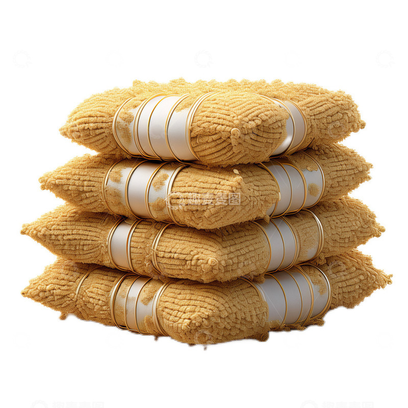 高清大图下载【趣麦麦图】3D立体卡通稻草堆茅草丰收金黄