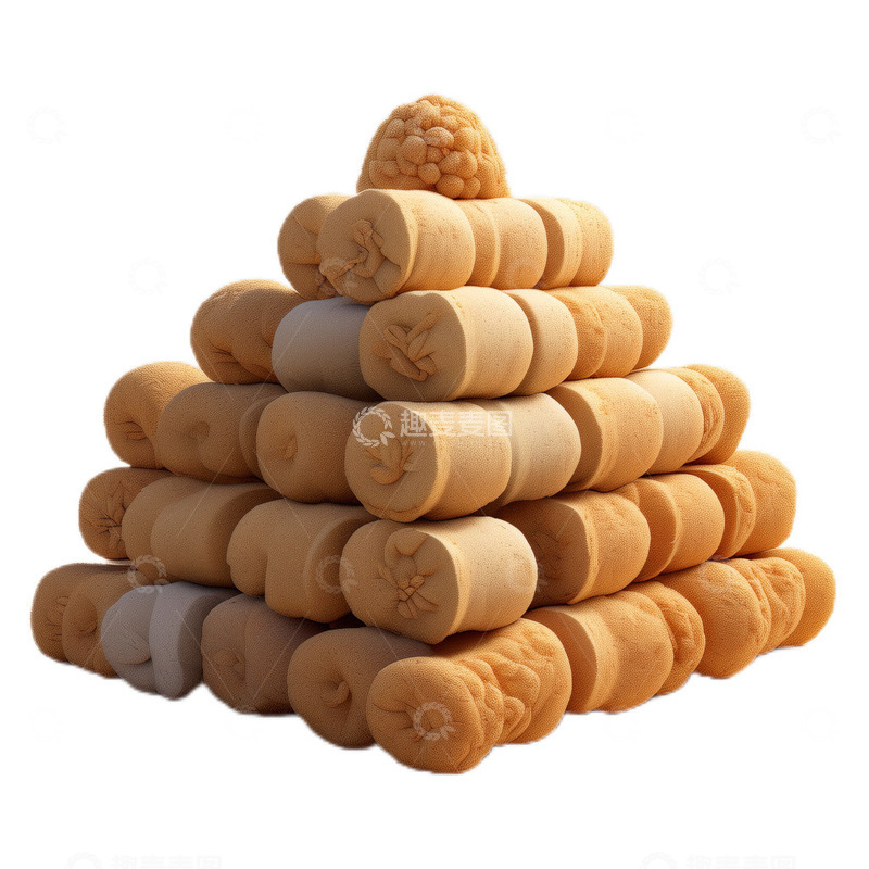 高清大图下载【趣麦麦图】3D立体卡通稻草堆茅草丰收