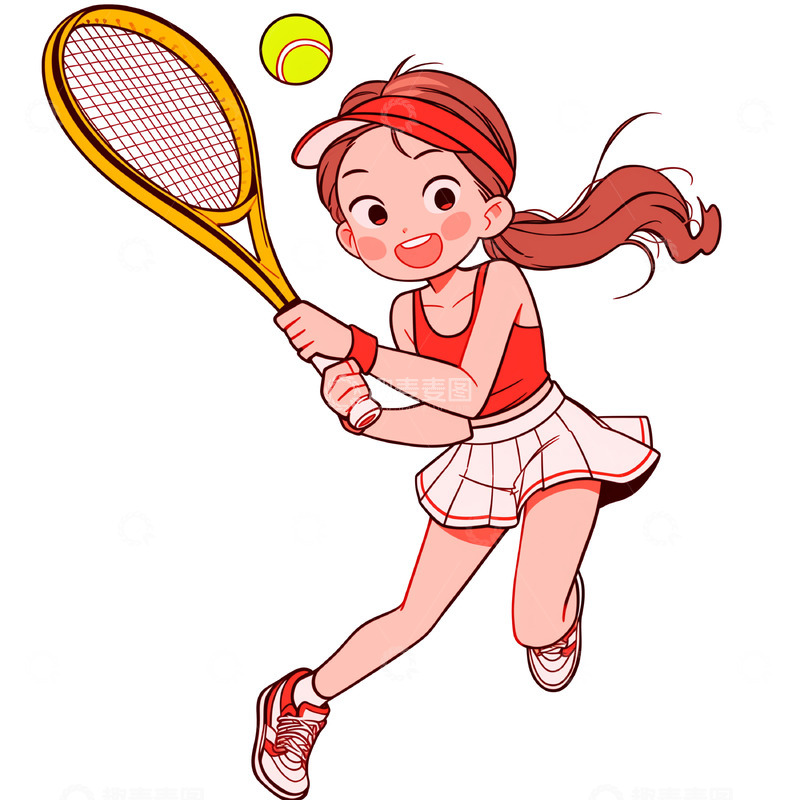 高清大图下载【趣麦麦图】卡通运动会网球人物素材