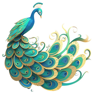 3D美丽的卡通孔雀2