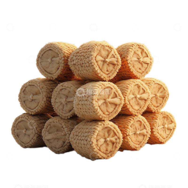 高清大图下载【趣麦麦图】3D立体卡通稻草堆茅草丰收金黄麻袋