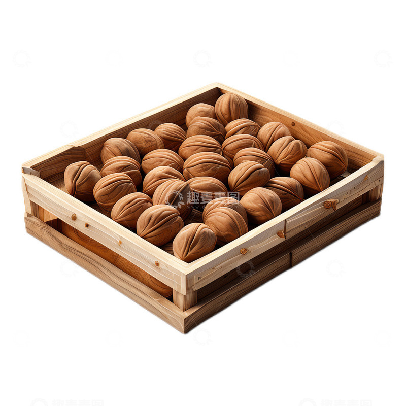 高清大图下载【趣麦麦图】3D立体卡通丰收核桃坚果木托盘