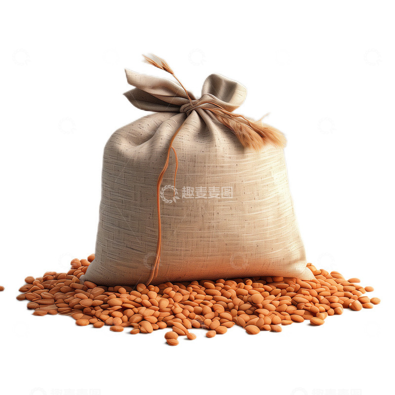 高清大图下载【趣麦麦图】3D立体卡通粮食农作物麻袋饱满
