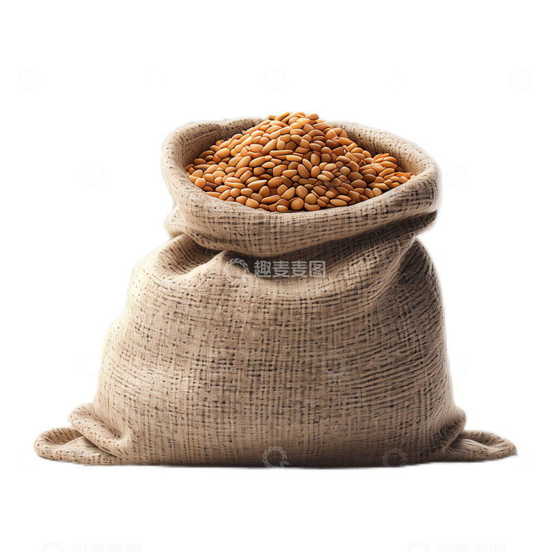 高清大图下载【趣麦麦图】3D立体卡通粮食农作物麻袋饱满丰收