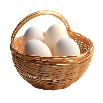3D立体卡通篮子鸡蛋竹编