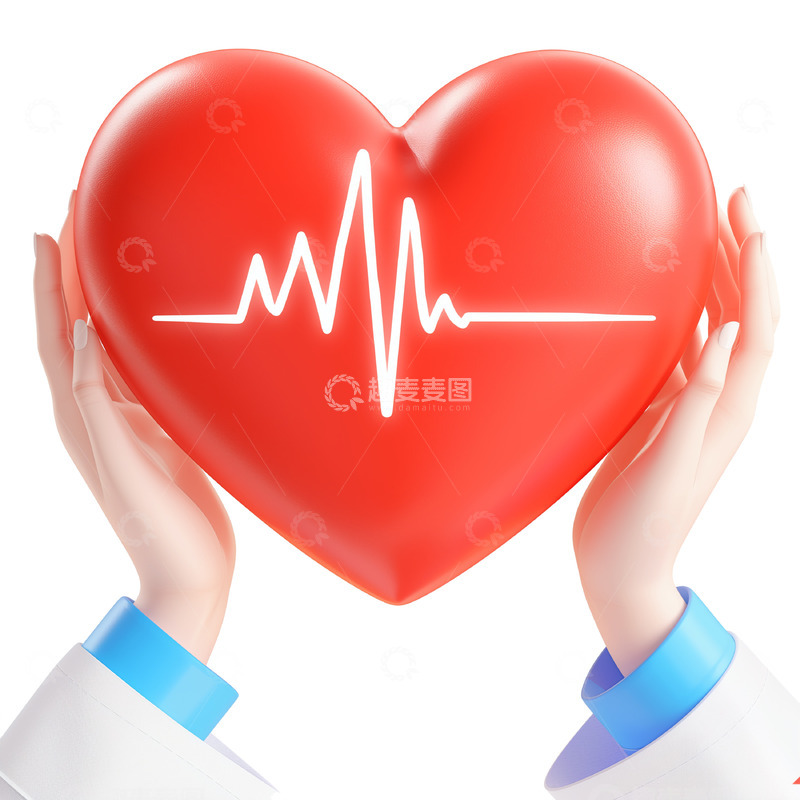 高清大图下载【趣麦麦图】手举跳动红心3D卡通素材