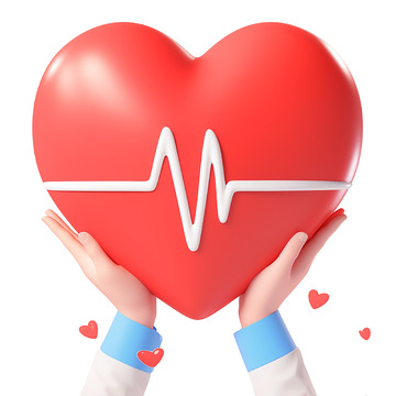 手举红心3D卡通素材