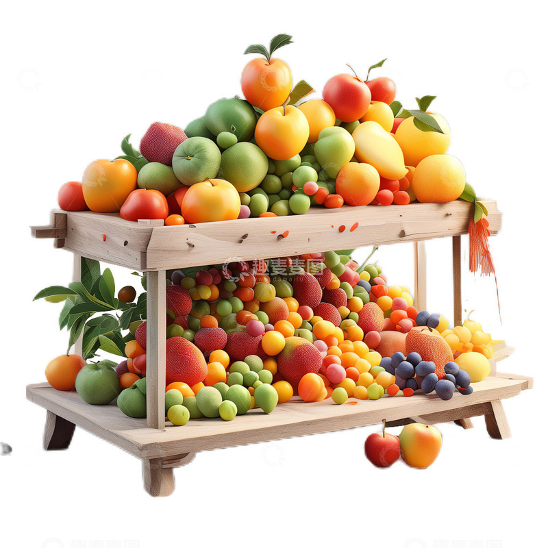 高清大图下载【趣麦麦图】3D立体卡通水果摊水果交易