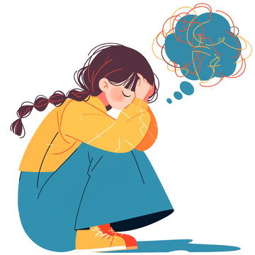 卡通关注心理健康人物素材