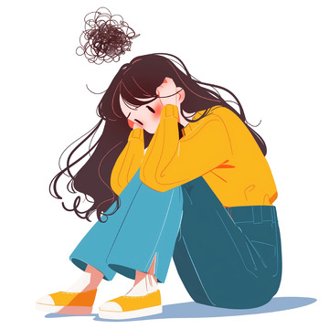 关注心理健康卡通插画风格