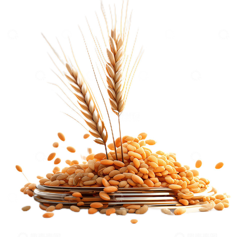 高清大图下载【趣麦麦图】3D立体卡通小麦麦穗农作物成熟粮食