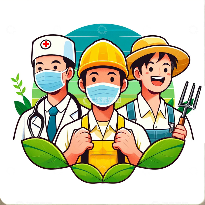 高清大图下载【趣麦麦图】劳动节卡通插画人物素材