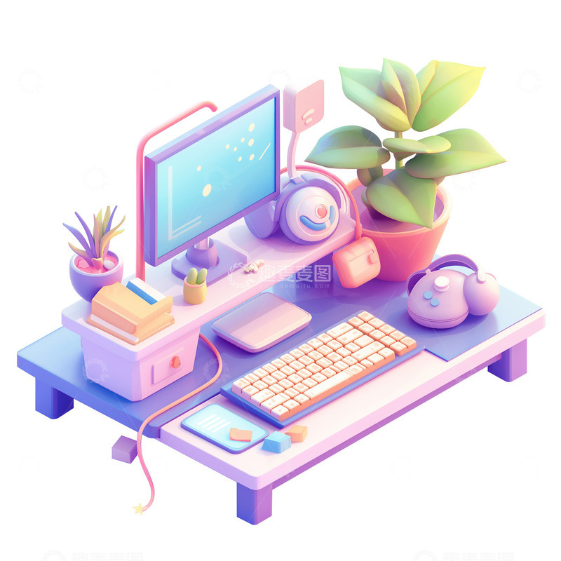 高清大图下载【趣麦麦图】3D卡通立体电脑桌面