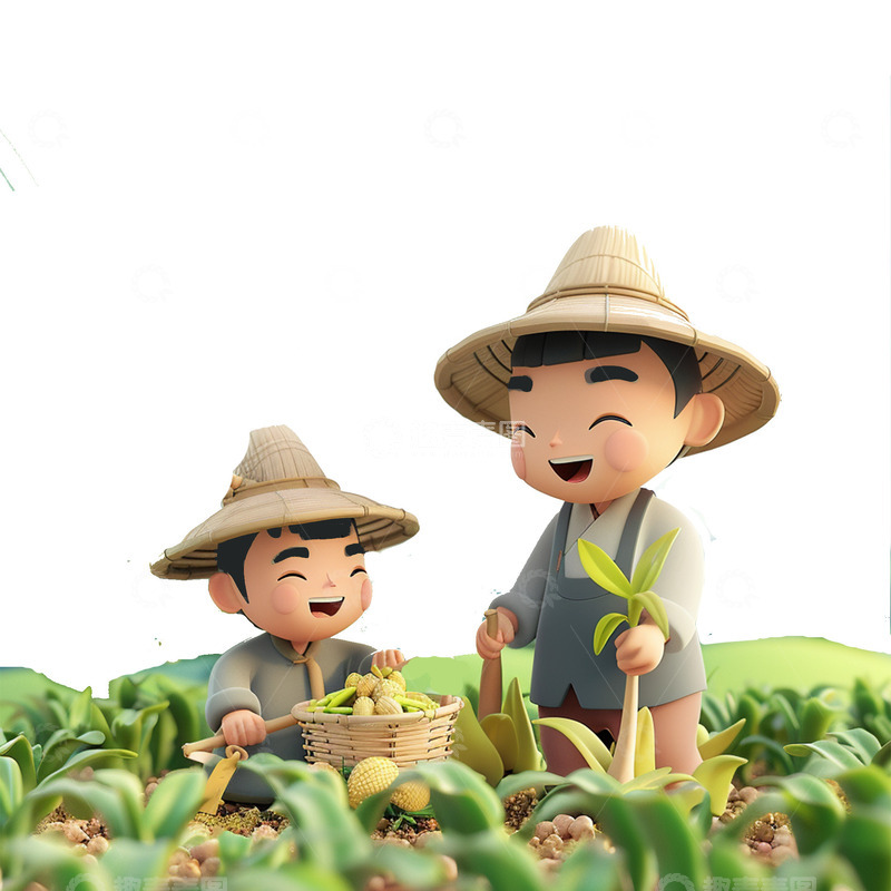 3d农民田间收获场景