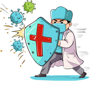 卡通风格医生对抗病毒素材