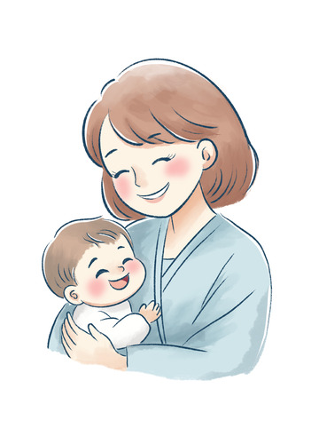 母亲节妇女母婴亲子拥抱手绘插画