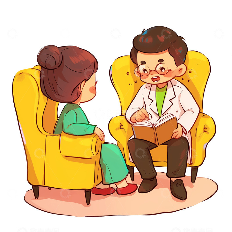 高清大图下载【趣麦麦图】卡通心理咨询场景素材