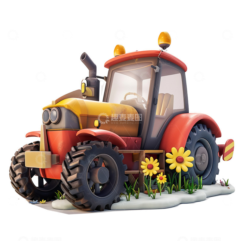 高清大图下载【趣麦麦图】3d拖拉机建模农场主题素材