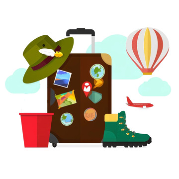 假期旅游行李卡通元素