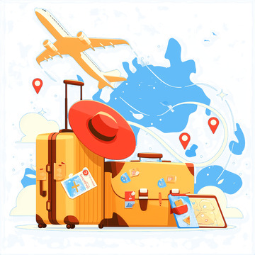 外出旅行卡通插画风格