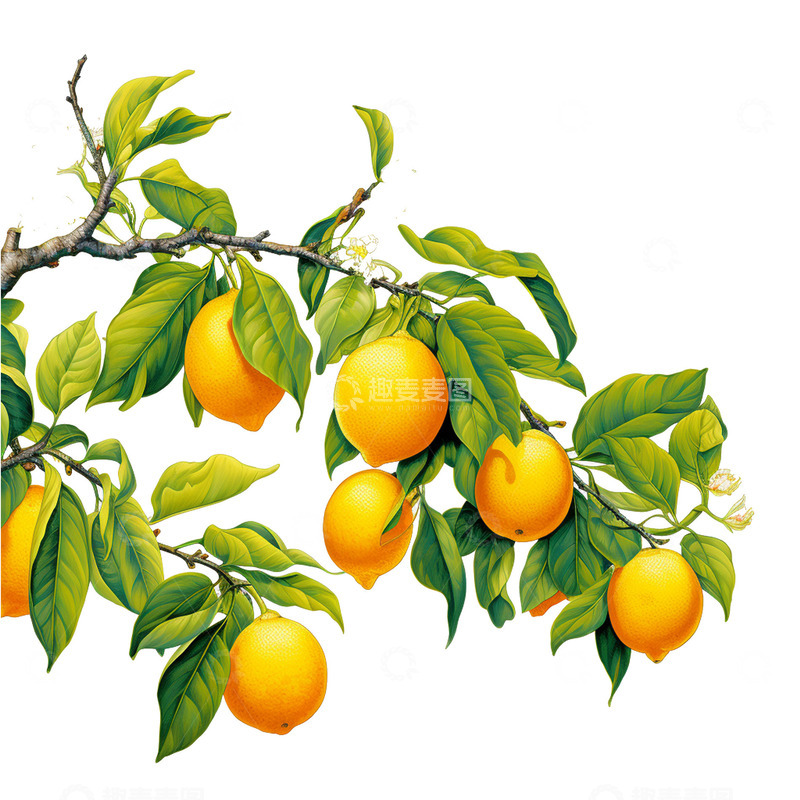 高清大图下载【趣麦麦图】柠檬树枝头边框装饰